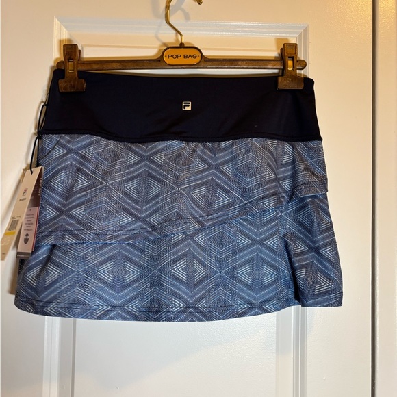 Fila Women's Athletic Shorts in Blue and Gray Geometric - Picture 5 of 7